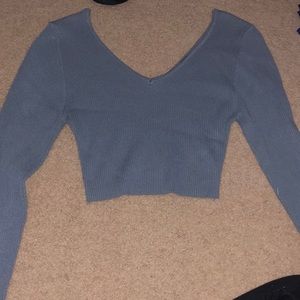 love tree denim blue long sleeve crop top